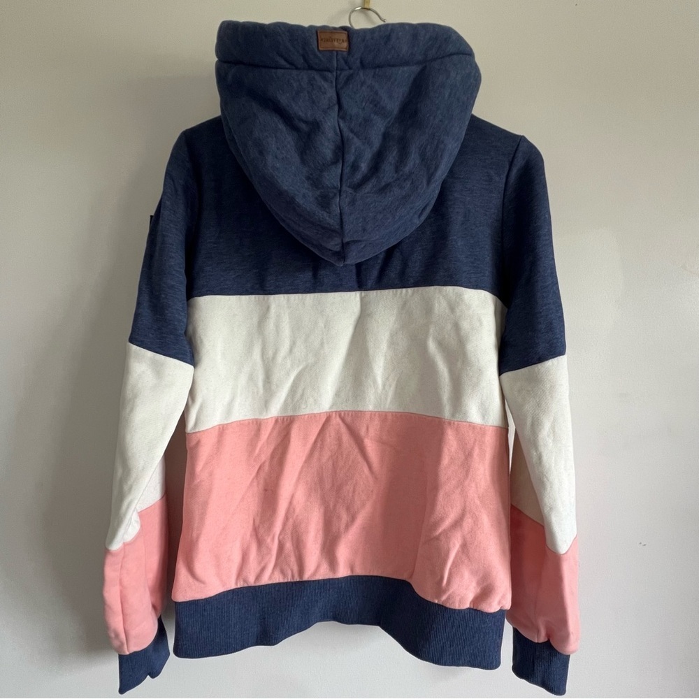 Wanakome Sweatshirt Neapolitan (Blue, Cream and Pink) Rare Colorblock Hoodie - Picture 3 of 4